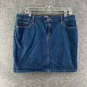 L.L Bean Skirt Womens 10 Petite Blue Denim Jean Mini Favorite Fit Pockets